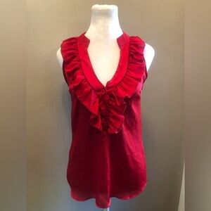 Sexy Plunging Backless Blouse Contempo Size Medium Brilliant Cherry Red🍒🍒🍒